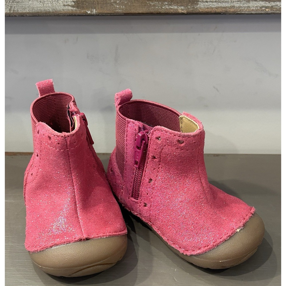 Stride Rite SM Agnes 2.0 Berry Ankle Boots Baby/Toddler Zip Bootie US 3M